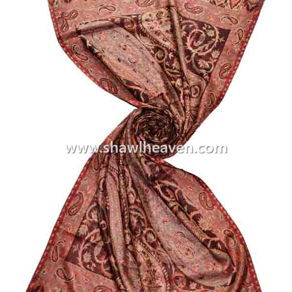 Maroon mughal kashmiri pashmina shawl stole buy at cheap prices in bulk